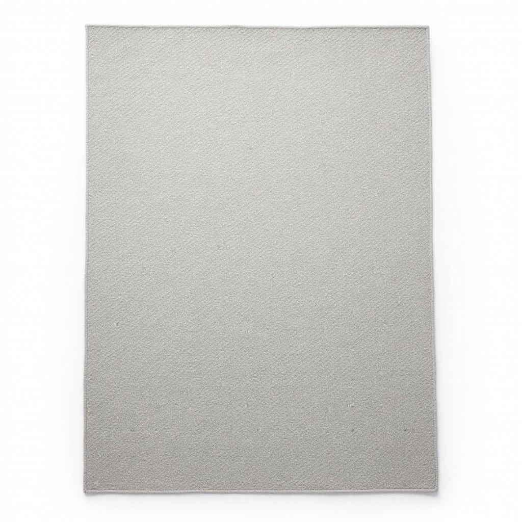 Rectangular grey wool-blend area rug with subtle geometric diamond pattern, laid flat showing texture and weave detail